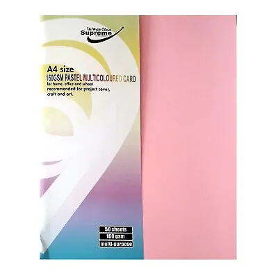 A4 Pastel Multi-Coloured Card 160 GSM 50 Sheets For Home School Office Craft Art • £5.49