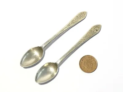 Antique Pair Of Silver Salt Spoons Engraved Floral Pattern Persian - Russian ?  • £125