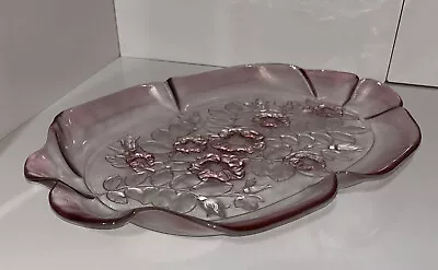 Mikasa Pink Bella Rosella Crystal Serving Platter Frosted Embossed Serving Tray • $32.14