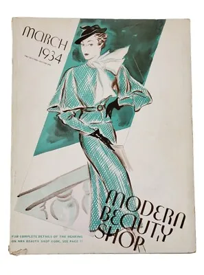 Vintage March 1934 Modern Beauty Shop Magazine Lady Hairstyles Beauty Trends Ads • $94.99