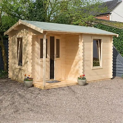 GARDEN OFFICE LOG CABIN SUMMER HOUSE SUN ROOM WOOD BUILDING  14ft X 11ft 4m X 3m • £4199.94