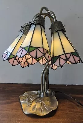 15  Vintage Tiffany Style Lamp 3 Light Lily Pad Base  Style Tulip Shade READ • $29.95