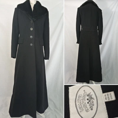£160 • Buy Laura Ashley Vintage Wool Blend Coat Fur Collar Long Victorian UK 12
