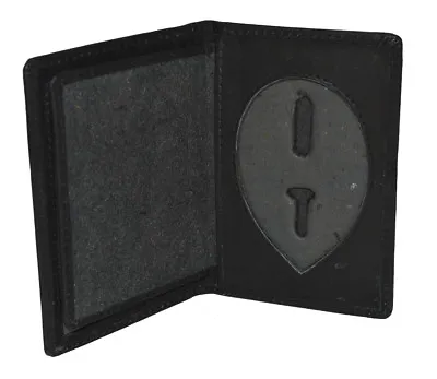$13.99 • Buy Police ID Badge Holder Shield Bifold Black Genuine Leather Rare Style