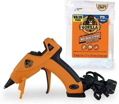 Gorilla Dual Temp Mini Hot Glue Gun Kit With 75 Hot Glue Sticks 27  Diameter • $31.99
