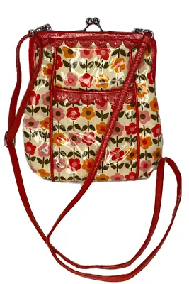 Vera Bradley FRILL 90s Style KISSLOCK CROSSBODY PURSE Bag Red Yellow Pink FLORAL • $18.71