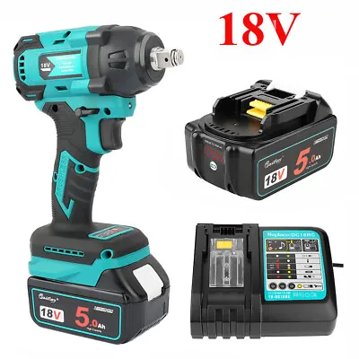 18V Li-ion Cordless Brushless Impact Wrench For Makita / 5.0Ah Battery / Charger • £99.89