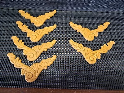 6-Vintage Wood Applique Onlay Decal Decoration • $26