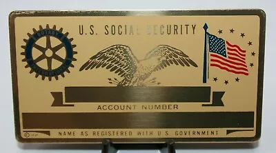 Metal Rotary International Social Security ID Card Custom Engraved [080CHR] • $7