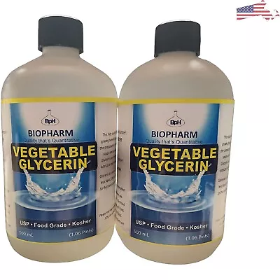 Vegetable Glycerin USP - Food Grade Kosher - Twin Pack 500 ML 1.06 Pint Each • $37.02