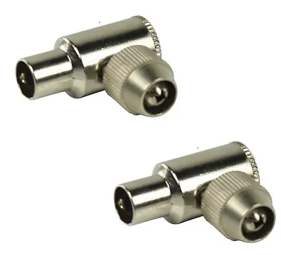 Pair 90 Degree Angled TV Aerial/Antenna Male Coax Plug Connector With Grub Screw • £3.75