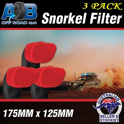 3x RED PLAIN Snorkel Pre Filter Cleaner 4  175x125mm Ram Head Cover Air Filter • $63