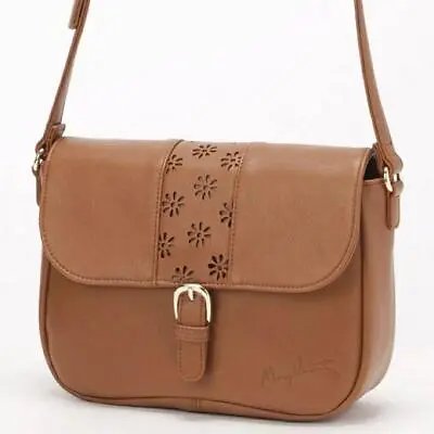 MARY QUANT Shoulder Bag Cutwork Leather Camel 15 • £99.02