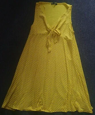 Zara Yellow Polka Dot Stretch Dress Size Small • £12.99