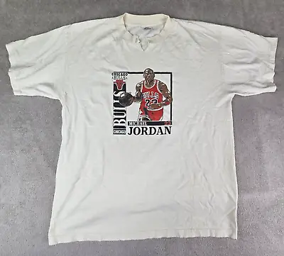 Vintage Michael Jordan Single Stitch Alstyle Apparel Bulls TShirt Adult XL Beige • $35