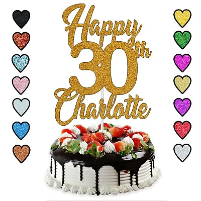 Personalised Birthday Cake Topper Custom Glitter Cake Decor 31st 30th 40th 50th • £3.29
