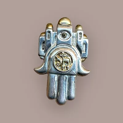 Frank Meisler Hamsa Pendant Kabbalah Silver Gold Plated Judaica Good Luck Amulet • $199