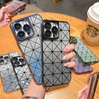 Airbag Rhombic Lattice Gradient Phone Case For IPhone 14 Pro Max 13 Pro 12 11 • $13.97