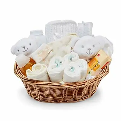 Baby Hamper Basket Unisex Gift - With Newborn Essentials Baby Clothes • £32.99