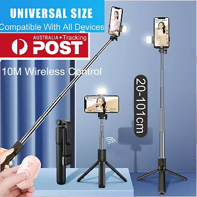 Portable Selfie Stick Tripod With Wireless Remote Extendable For Phone IPhone • $7.63