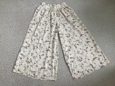 Bnwt H&m Floral Print Wide Leg Cropped Trousers Size 12 • £7.50