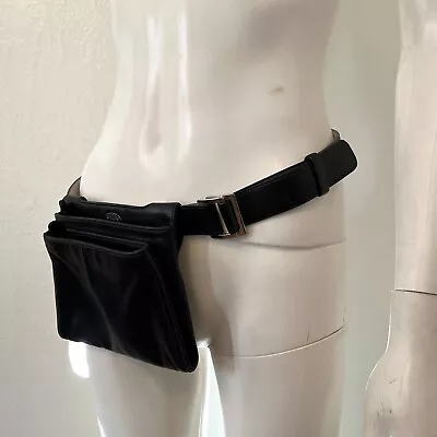 Vintage TOD'S Black Leather Belt Bag Bum Purse Quiet Luxury Lambskin Fanny Pack • $225