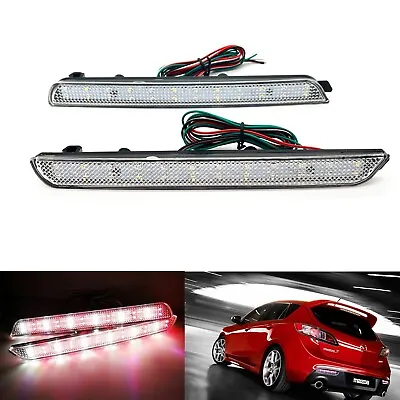 Clear Lens LED Rear Bumper Reflector Brake Lights For 04-09 Mazda 3 Mazdaspeed3 • $20.99