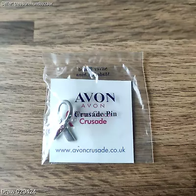 AVON Crusade Pin Silver Ribbon Breast Cancer Badge - BRAND NEW • £4.95