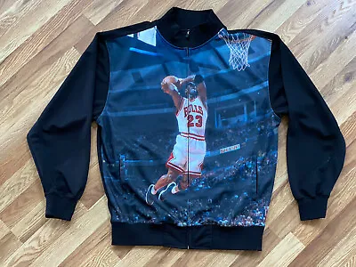 Michael Jordan Full Print On Black Track Jacket Full Zip Men's Sz. XL  • $80