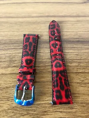 NEW MICHELE RED CHEETAH 20mm LEATHER WATCH STRAP - MS20AB350466 • $35.99