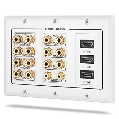 $46.77 • Buy 3 Gang Wall Plate Fosmon 3-Gang 7.2 Surround Sound Distribution Home Theater ...