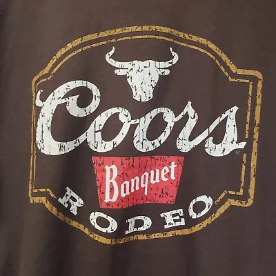 Coors Banquet Beer Rodeo Mens Large Soft Cotton Brown Front And Back T-shirt NWO • $17.99