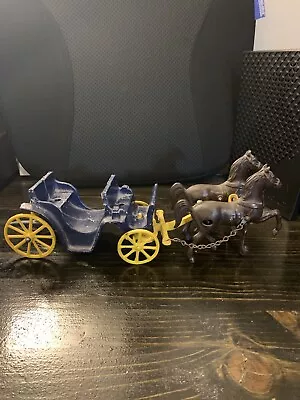 Vintage Cast Metal Stanley Toys Horse Drawn Carriage Surrey No Riders Floor Toy • $45