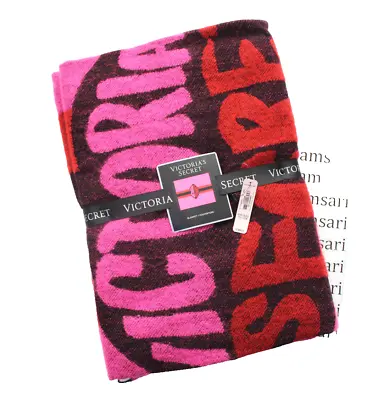 Victoria's Secret Fringe Throw Blanket Limited Edition Logo Lip Red Pink • $17.10