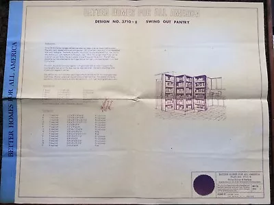 Vintage 1967 Better Homes For All America Swing Out Pantry Plan Diagram 3710-8 • $7.19