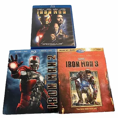 IRON MAN 1-3 [Blu-ray Set] The Complete Marvel Trilogy 1 2 3 SET - 2 W/ Sleeves • $15