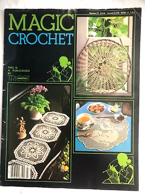 Magic Crochet # 27 Pattern Magazine October 1983 Doilies Suncatchers Runner • $16.91