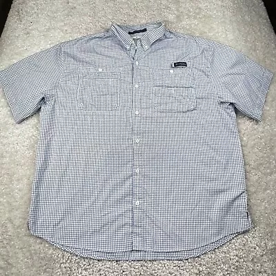 Columbia Shirt Mens XXL Blue Check Button Down Vented Tamiami Breathable Fishing • $24.97