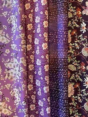 100% Cotton Fabric Fat Quarter Bundle Sale Purple Flowers SpotsX4 Fat Qs Squares • £4.50