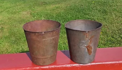 2 OLD TIN SAP BUCKETS Maple Syrup PLANTERS Flowers L@@K GREAT DECOR! • $9.99