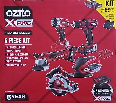 6 Piece Ozito 18v Power X Change Cordless Tool Combo Kit Charger & Two Batteries • $999