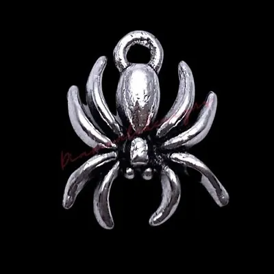 20 Pcs -  18mm Tibetan Silver Spider Charms Jewellery Halloween Craft E110 • £2.79