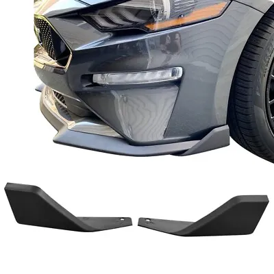 Fits 15-23 Ford Mustang Front Bumper Lip Corner Winglet Unpainted Black PP 2PCS • $38.99