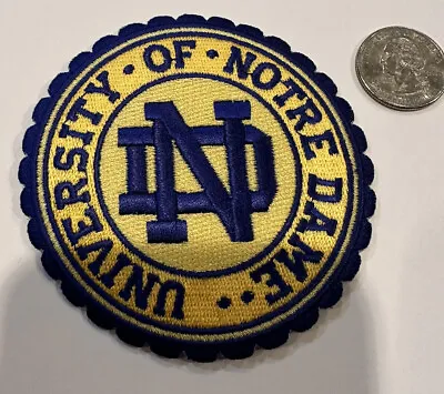 University Of Notre Dame Fighting Irish VINTAGE Embroidered IRON ON PATCH 3”.5” • $6.25