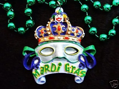 Festive  Mardi Gras Mask Crown  Mg Bead King Jester Royalty Ribbons (b777) • $6.85