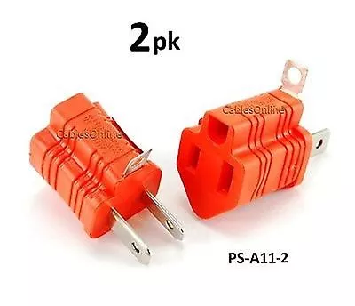 2-PACK 2-Prong To 3-Prong Polarized Grounding AC Power Plug Adapter PS-A11-2 • $5.95