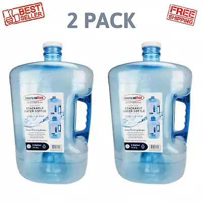 2 Pack 3 Gal Water Bottle Secure Liquid Jug Container BPA-Free Plastic Reusable • $20.95