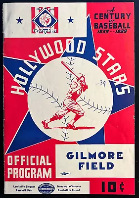 1939 PCL Hollywood Stars Official Program Vs Los Angeles Angels - Gilmore Field • $89.95