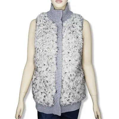 Michael Michael Kors Faux Fur Vest Womens Small Snap Up Collar Gray • $18.97