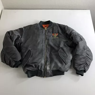 Flyers Man Intermediate MA-1 Bomber Gold Wing Jacket Motorcycle Embroidered￼ XL • $157.50